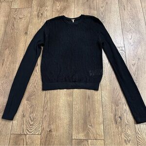Free People Semi Sheer H2O Sweater Black Viscose Size M